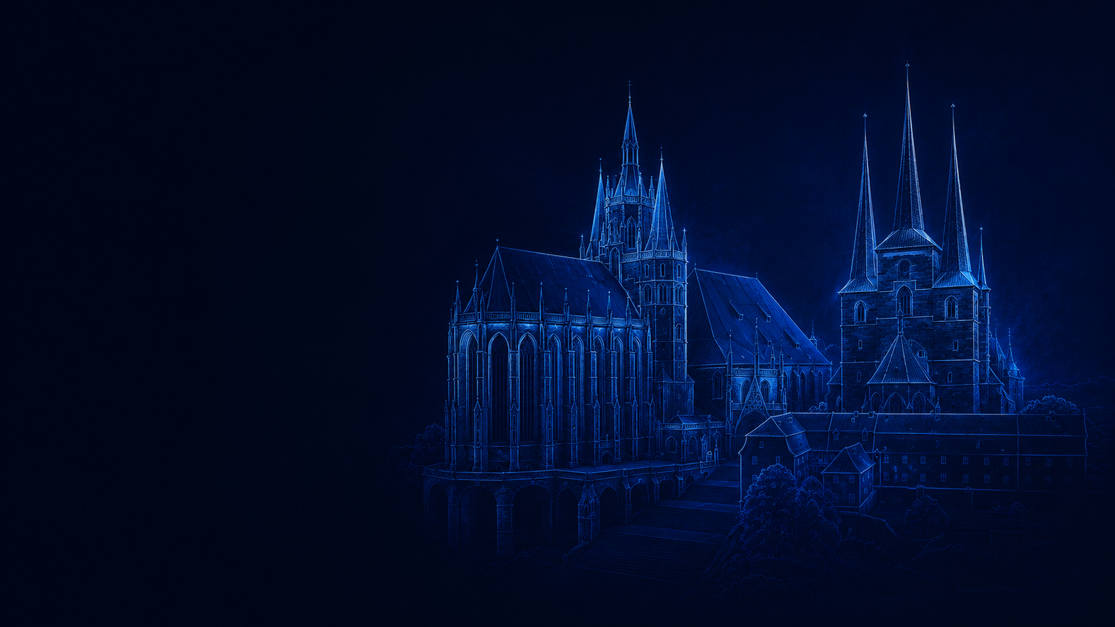 Erfurter Dom und Severikirche als blaues Hero-Motiv