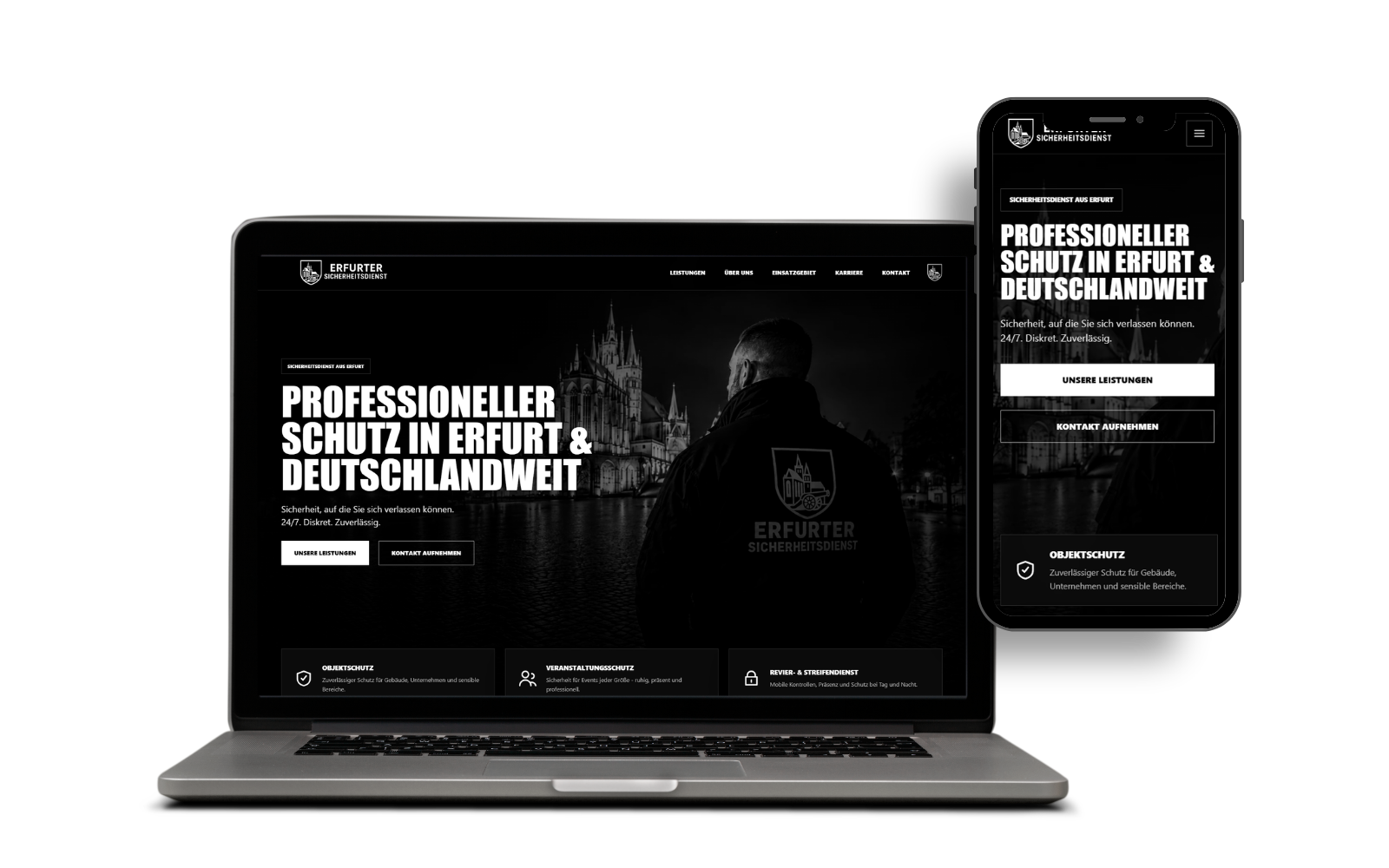 Responsive Website-Mockup der Referenz Erfurter-Sicherheitsdienst