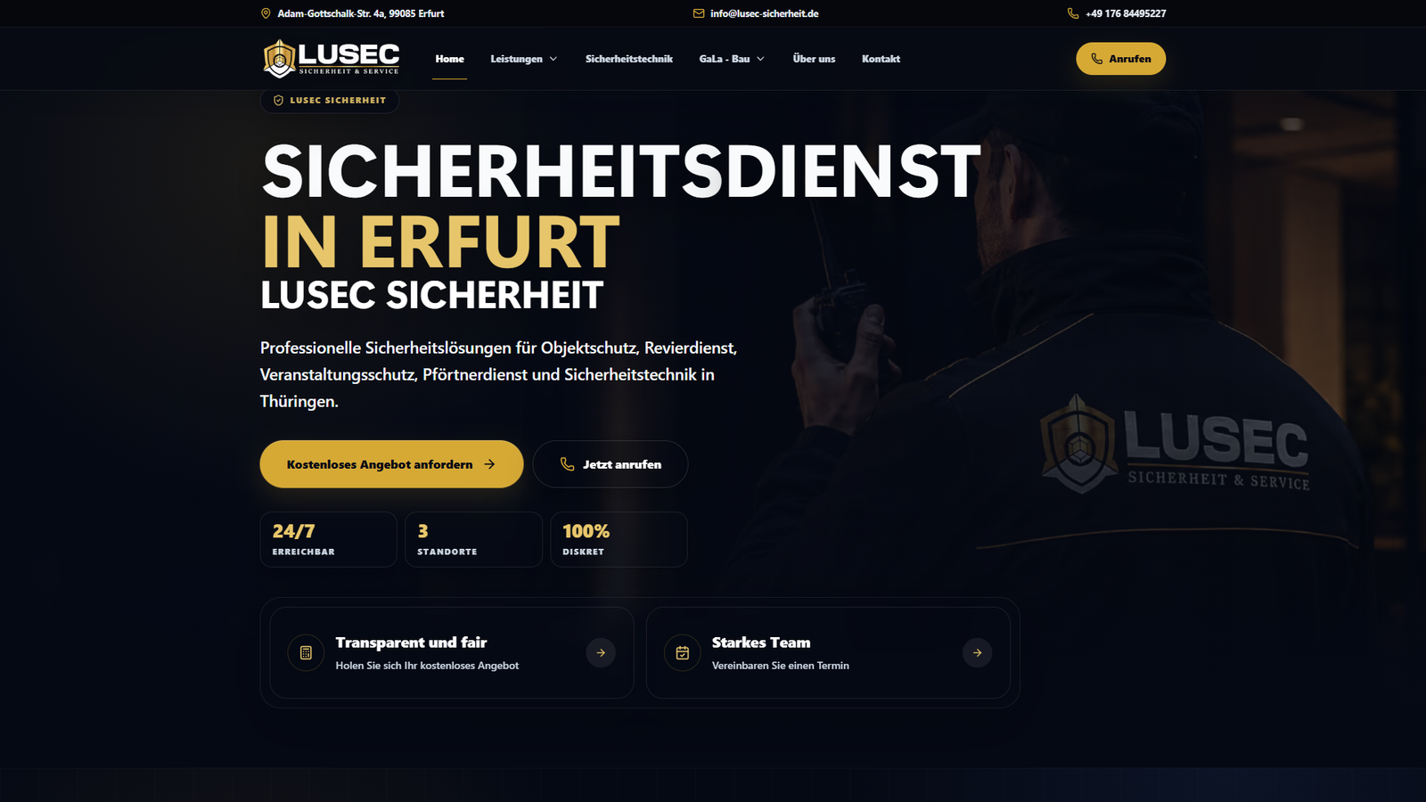 Desktop-Screenshot der Website LuSec Sicherheit & Service