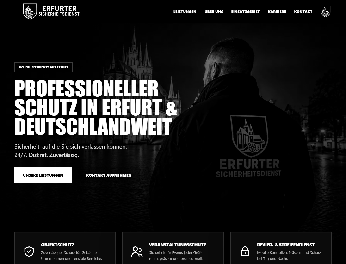 Desktop Ansicht der Website von Erfurter Sicherheitsdienst