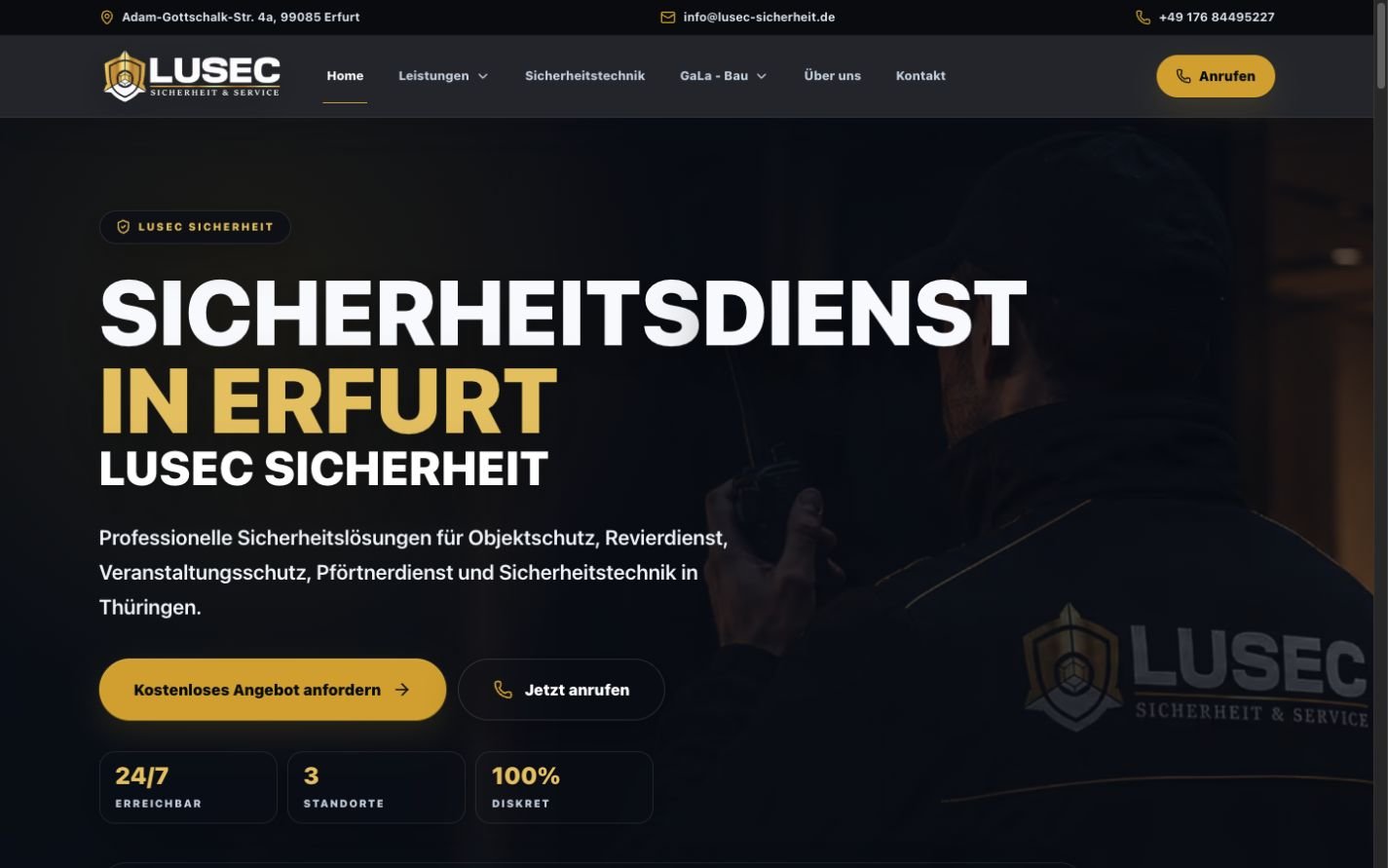 Startseite von LuSec Sicherheit & Service